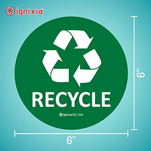 IGNIXIA Recycle Stickers for Trash Can, (Pack of 02) 6x6 Inches Large Blue (Green and Black) - Image 2