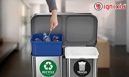 IGNIXIA Recycle Stickers for Trash Can, (Pack of 02) 6x6 Inches Large Blue (Green and Black) - Image 3