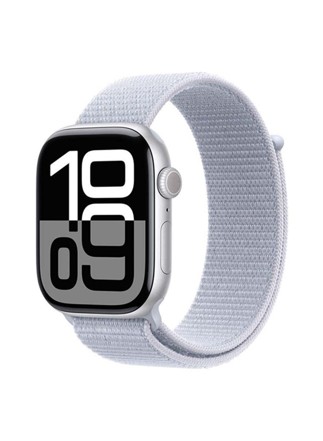 Apple Watch Series 10 Gps  Cellular 46Mm Silver Aluminium Case With Blue Cloud Sport Loop White - Image 1