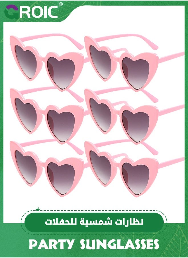 GROIC - 6 Pairs Heart Shaped Sunglasses Retro Cat Eye Shaped Sunglasses Heart Clout Glasses,Party Supplies,Bachelorette Party Favors Bridesmaid Proposal Gifts - Image 1
