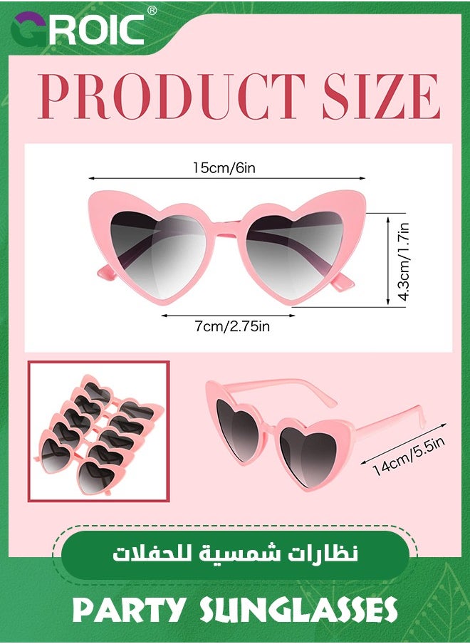 GROIC - 6 Pairs Heart Shaped Sunglasses Retro Cat Eye Shaped Sunglasses Heart Clout Glasses,Party Supplies,Bachelorette Party Favors Bridesmaid Proposal Gifts - Image 1