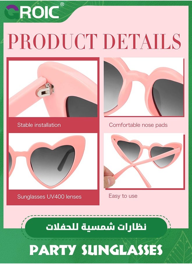 GROIC - 6 Pairs Heart Shaped Sunglasses Retro Cat Eye Shaped Sunglasses Heart Clout Glasses,Party Supplies,Bachelorette Party Favors Bridesmaid Proposal Gifts - Image 1