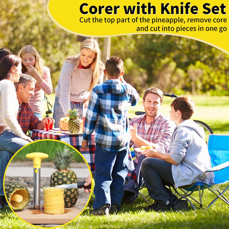 YYP Pineapple Cutter with Knife, [Upgraded, Electric & Manual] Durable Pineapple Corer with Electric Drill Accessory, Stainless Steel Fruit Peeler Knife Pineapple Slicer Core Remover Kitchen Tool - Image 3