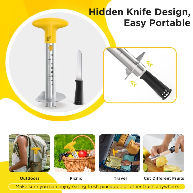 YYP Pineapple Cutter with Knife, [Upgraded, Electric & Manual] Durable Pineapple Corer with Electric Drill Accessory, Stainless Steel Fruit Peeler Knife Pineapple Slicer Core Remover Kitchen Tool - Image 4