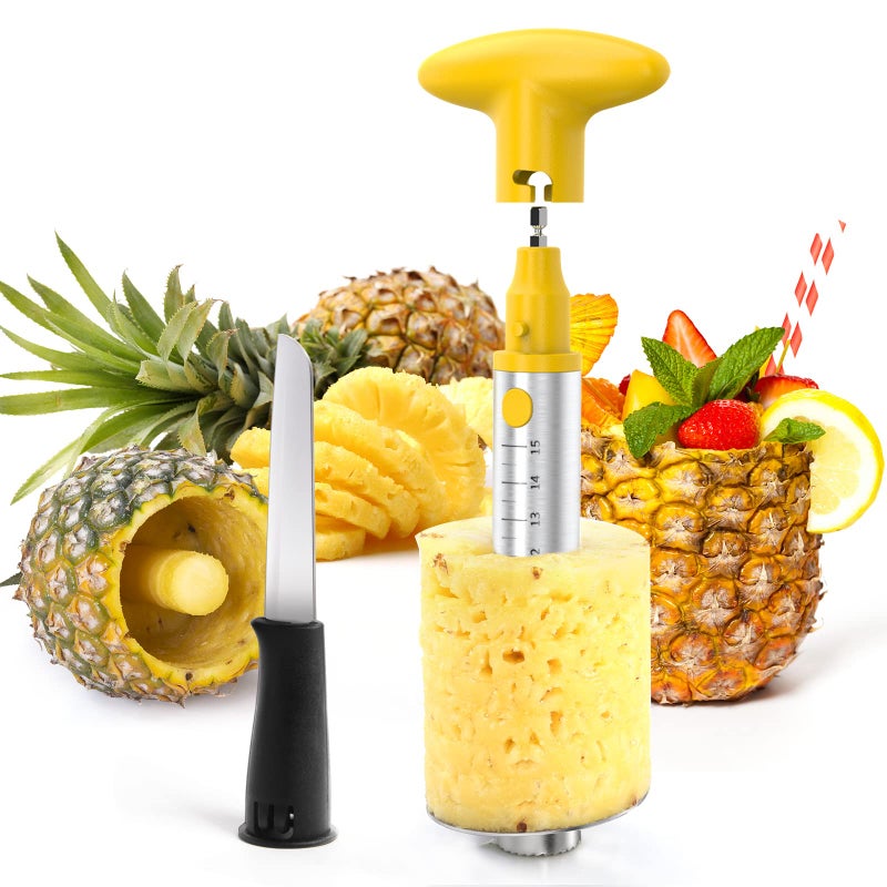 YYP Pineapple Cutter with Knife, [Upgraded, Electric & Manual] Durable Pineapple Corer with Electric Drill Accessory, Stainless Steel Fruit Peeler Knife Pineapple Slicer Core Remover Kitchen Tool - Image 1