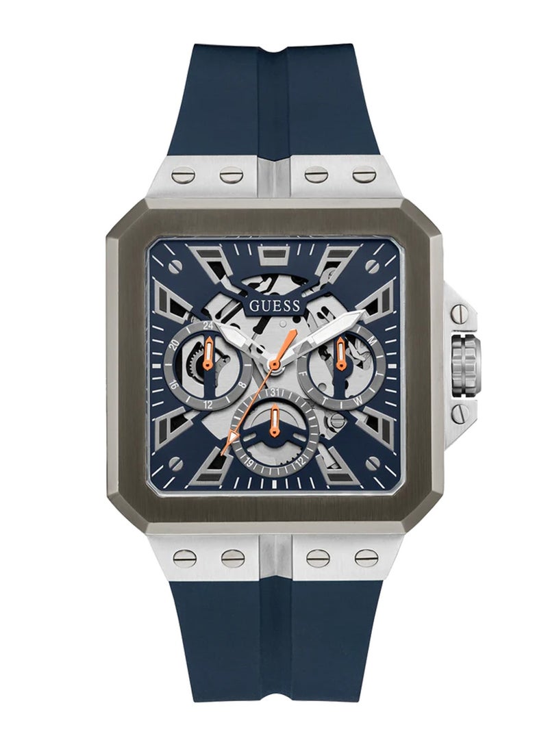 GUESS Men Navy Silicone Band Multi-function Watch GW0637G1 - 42mm - Image 1