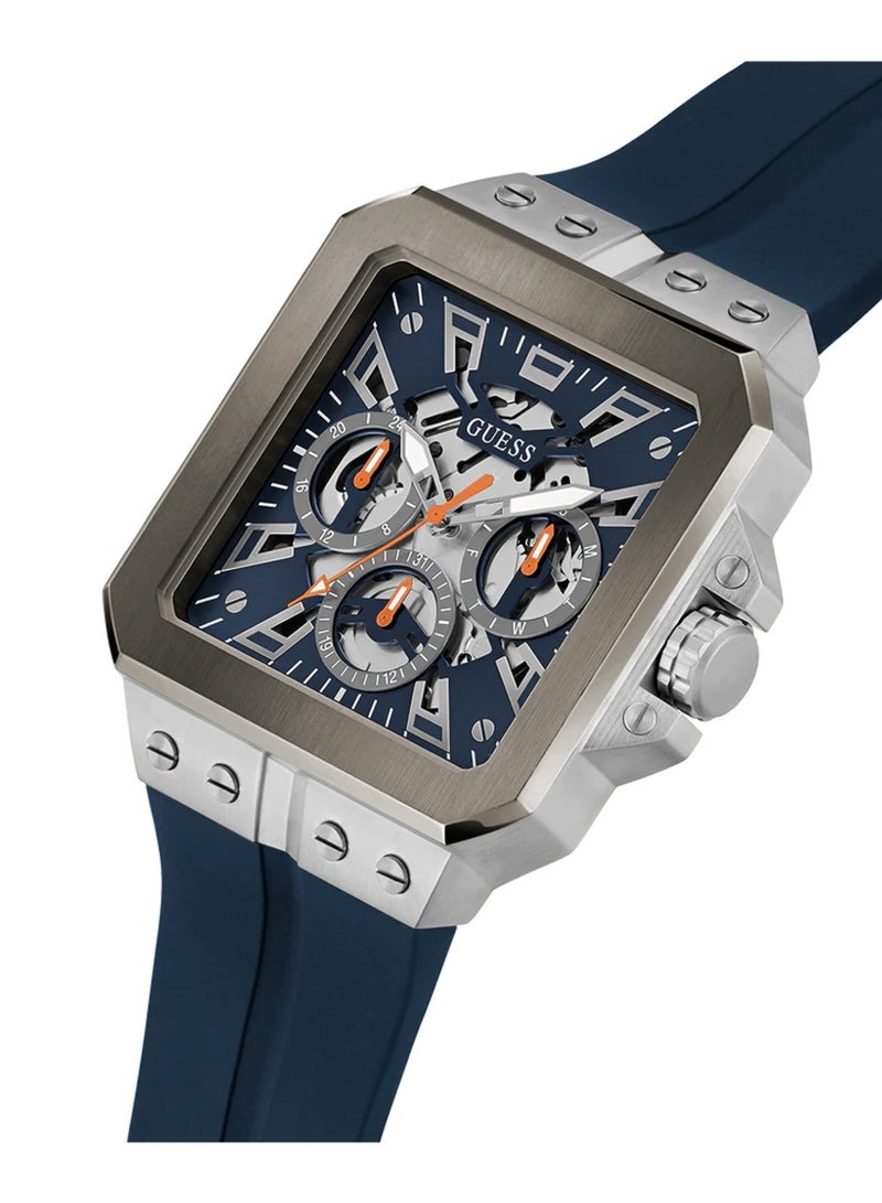 GUESS Men Navy Silicone Band Multi-function Watch GW0637G1 - 42mm - Image 2