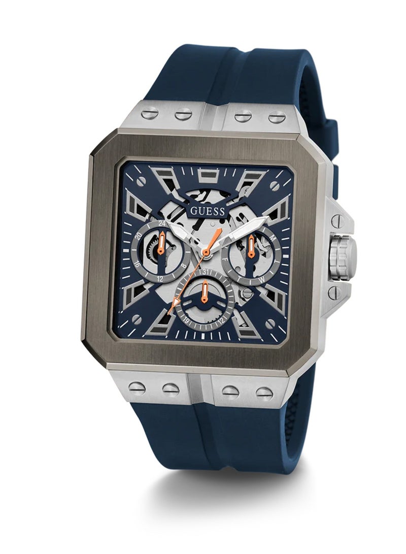GUESS Men Navy Silicone Band Multi-function Watch GW0637G1 - 42mm - Image 5