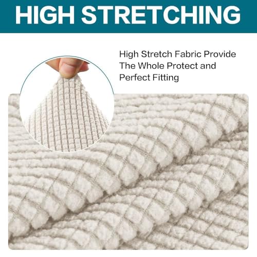 Turquoize 2 Piece Chair Covers Chair Slipcovers for Living Room Armchair Sofa Covers Chair Couch Cover with Arms Washable Furniture Protector for Chairs Feature Thick Jacquard Fabric (Chair, Ivory) - Image 5