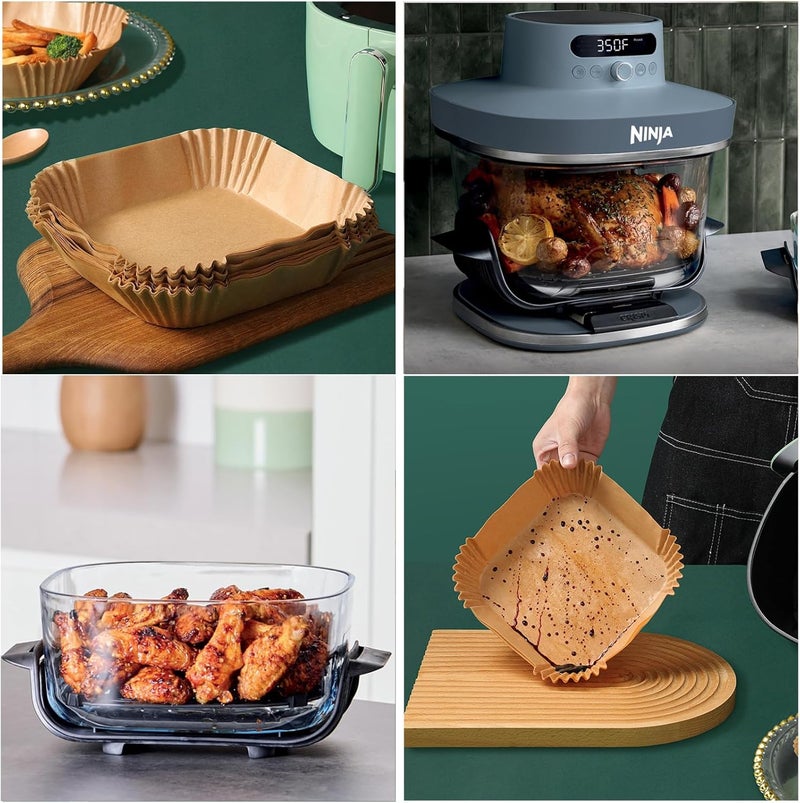 ليهولكير 200 قطعة من بطانات القلاية الهوائية القابلة للاستخدام مرة واحدة، ورق زبدة لـ Ninja Crispi Air Fryer FN101GY/ST/SG، مقاس 16x24 بوصة، 200 ورقة - Image 2
