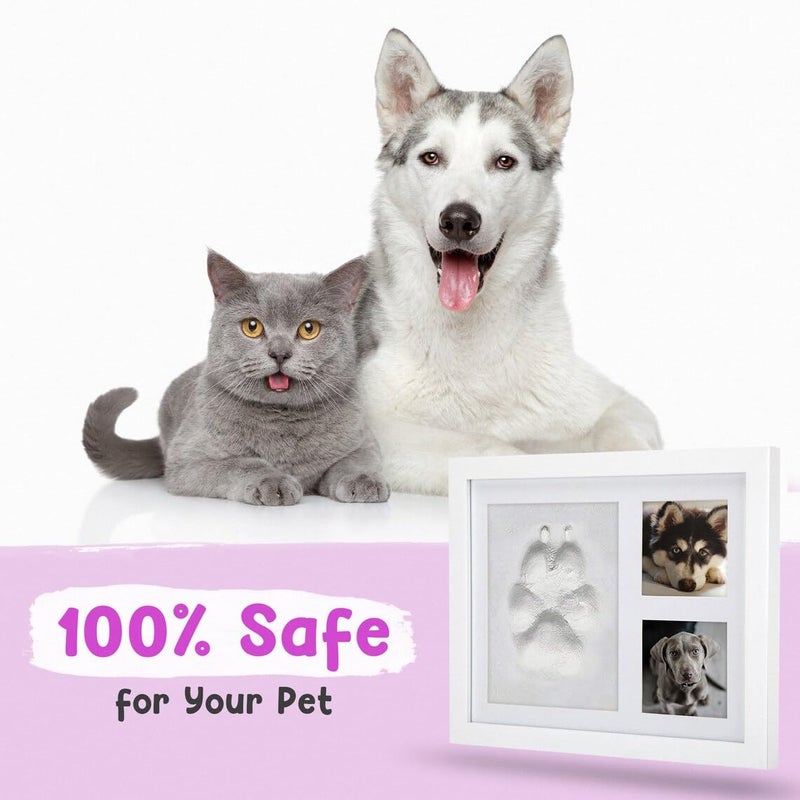 BABIES BLOOM BABIES BLOOM , Pet Paw Print Impression Kit, Dog or Cat Clay Pawprint Keepsake Wooden Photo Frame, Perfect Memorial Gift for Pet Lovers (White frame, White Clay) - Image 5
