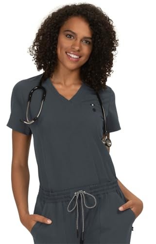 KOI Next Gen Ready to Work Women's 1-Pocket Tuck-in Scrub Top Charcoal X-Small - Image 3