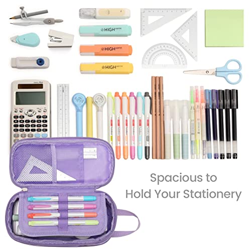 Bagseri Pencil Case for Girls - Expandable Cute Pencil Case for Kids Large Capacity Pencil Pouch Organizer for School Student Office Supplies, Pen Case Only (Purple, Mermaid Scale) - Image 4
