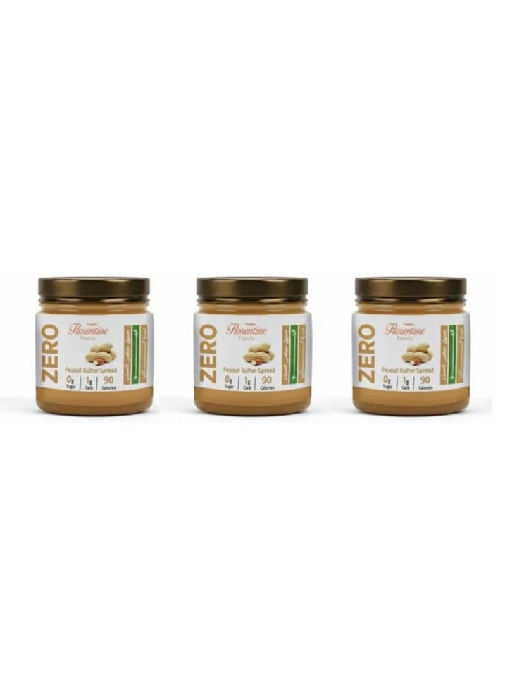 Organic Peanut Butter Zero Sugar & Keto Friendly - 200g Jar - 100% Roasted Peanuts - No Hydrogenated Oils - Low Carb & High Protein (3 Packs)