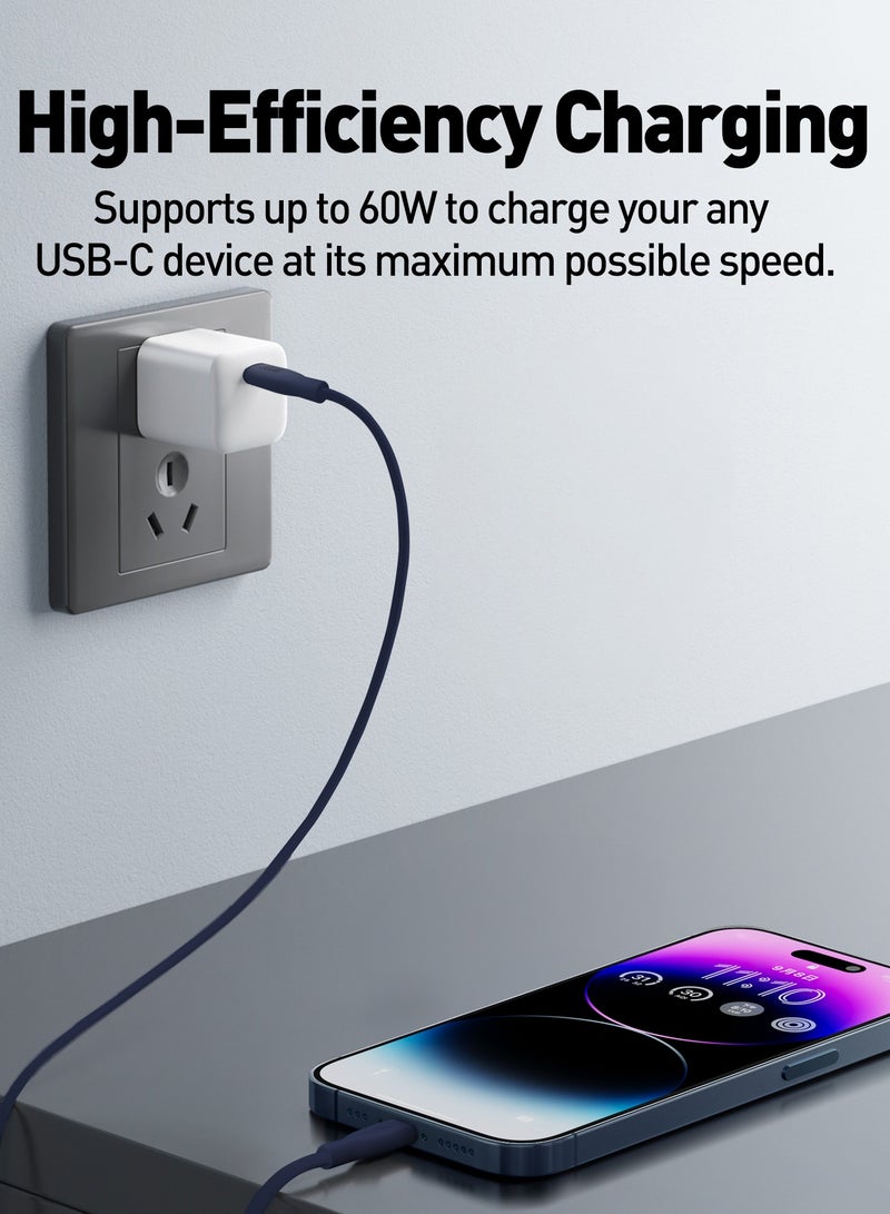 جودا كابل سليب سي - 60W سيليكون 1 متر - أزرق غامق، متين وأنيق، مثالي للاستخدام اليومي، يُستخدم لشحن الهواتف الذكية، اللابتوبات، والأجهزة اللوحية بسرعة عالية ⚡. مع تصميم عملي وأنيق، يمكن لهذا الكابل أن يتحمل ما يصل إلى 30,000 طية دون تلف 🔄. - Image 3