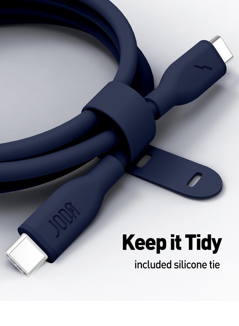 جودا كابل سليب سي - 60W سيليكون 1 متر - أزرق غامق، متين وأنيق، مثالي للاستخدام اليومي، يُستخدم لشحن الهواتف الذكية، اللابتوبات، والأجهزة اللوحية بسرعة عالية ⚡. مع تصميم عملي وأنيق، يمكن لهذا الكابل أن يتحمل ما يصل إلى 30,000 طية دون تلف 🔄. - Image 5