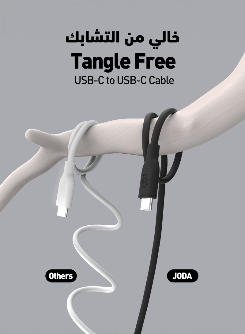 JODA Cable SLIP C - 60W Silicone 1 Meter - Dark Blue Durable and Stylish, Perfect for Daily Use Used to charge smartphones, laptops, and tablets at high speed ⚡. With a practical and elegant design, this cable can withstand up to 30,000 folds without damage 🔄. Ideal for daily use, offering both reliability and style - Image 4