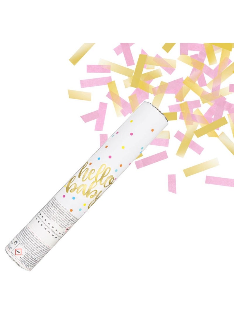 Unique Hello Baby Confetti Cannon Gold Pink Gender Reveal 30cm