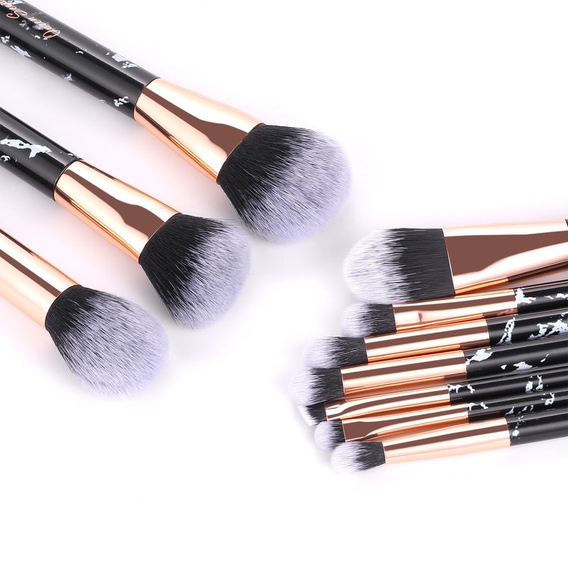 Queen Scepter 10 pcs Makeup Brushes Sets Marble Eyeshadow Professional Makeup Brush Set Concealer Eyeliner Eyebrow Foundation Face Brush Travel Cosmetic Brushes - Image 4