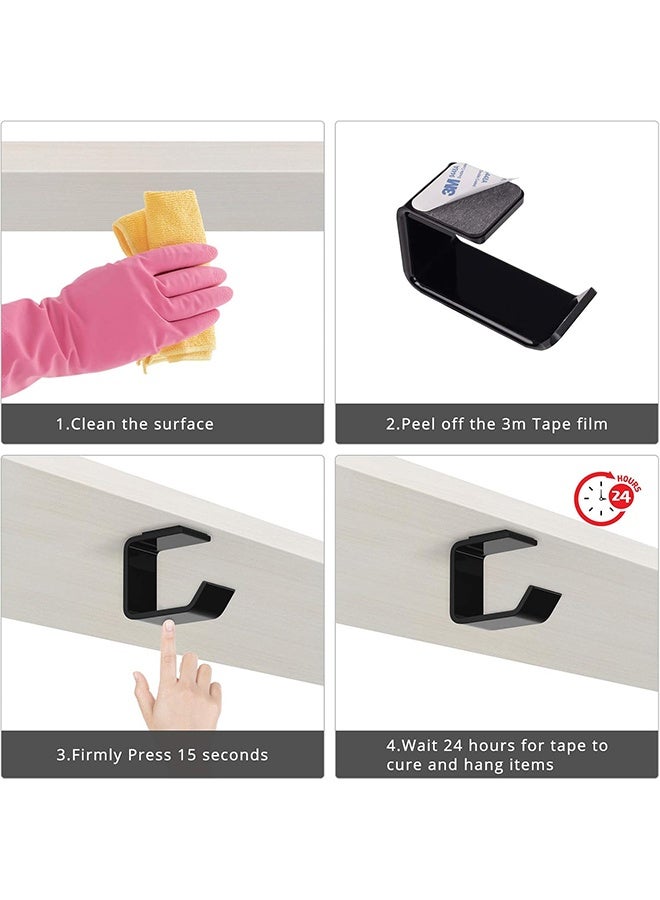HY Headphone Hanger, Acrylic Under-Desk Stick-on Headphone Hanger Multifunctional Headset Hanger, 3M Strong Adhesive, Black - Image 3