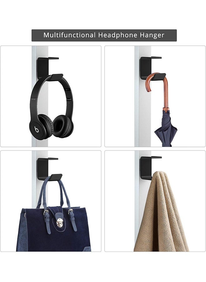 HY Headphone Hanger, Acrylic Under-Desk Stick-on Headphone Hanger Multifunctional Headset Hanger, 3M Strong Adhesive, Black - Image 4