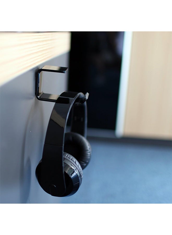 HY Headphone Hanger, Acrylic Under-Desk Stick-on Headphone Hanger Multifunctional Headset Hanger, 3M Strong Adhesive, Black - Image 2