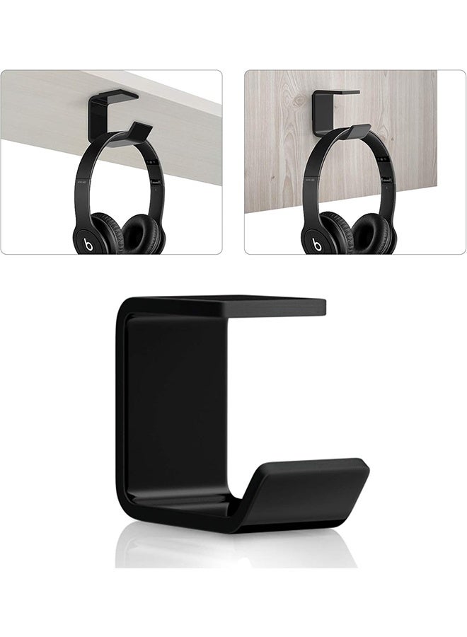 HY Headphone Hanger, Acrylic Under-Desk Stick-on Headphone Hanger Multifunctional Headset Hanger, 3M Strong Adhesive, Black - Image 1