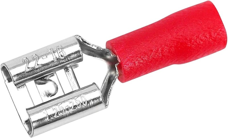 Female Spade Insulated Electrical Connectors – 25 Pack – 22-16 AWG – Safe and Easy Connection for Wires and Cables – Use in Cars and Electrical Appliances - Image 1