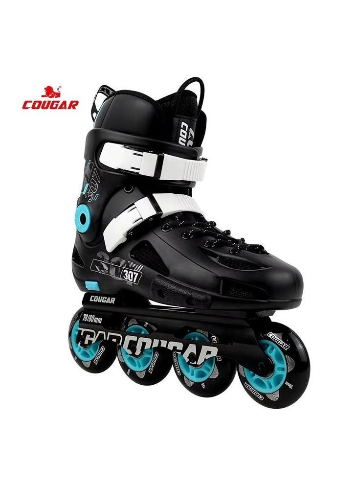 Cougar COUGAR Roller Skate Shoe Cougar Model 307 For Adult Adjustable Roller Skates with 4 Illuminating Pu Wheels, Outdoors and Indoors Roller Blades for Boys Girls Beginners Size 45