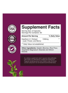 Natures Craft Hawthorn Berry Capsules - 1330mg 4:1 Hawthorn Extract Heart Health Supplement for High Pressure and Cholesterol - Non-GMO Hawthorn Berry Extract Polyphenol Supplement for Men and Women  - Image 2