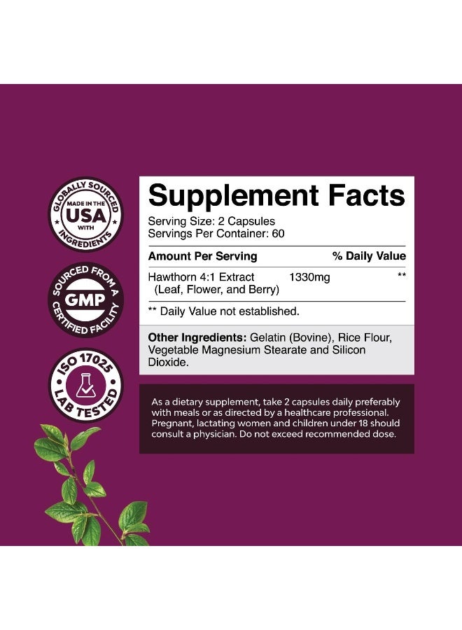 نايتشرز كرافت كبسولات توت الزعرور - 1330 ملجم 4:1 مكمل غذائي لمستخلص الزعرور لصحة القلب للضغط العالي والكوليسترول - مكمل بوليفينول لمستخلص توت الزعرور غير المعدل وراثيًا للرجال والنساء - Image 2