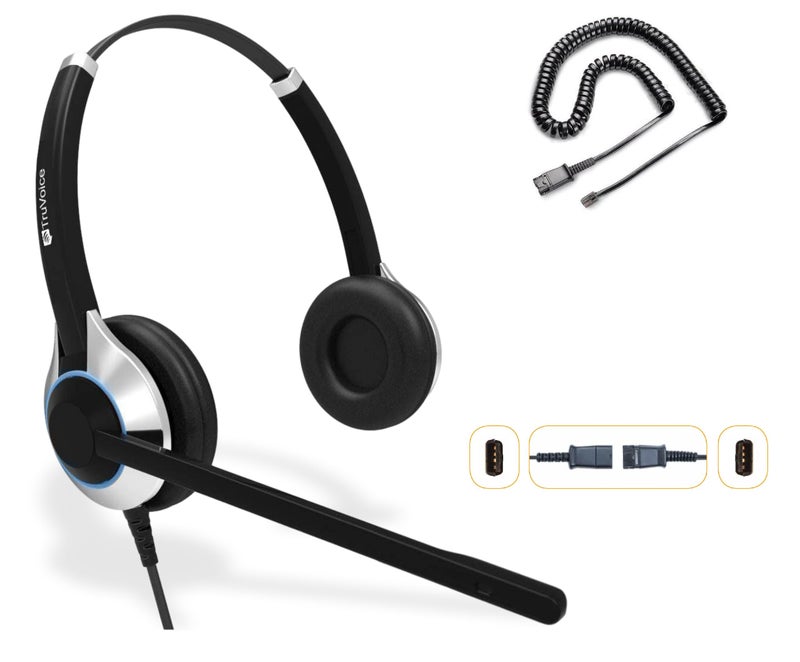TruVoice HD-550 Deluxe Office / Call Center Headset with Noise Canceling Microphone & HD Sound - Compatible with Yealink, Grandstream, Sangoma, Ooma and Snom Desk Phones - Image 1