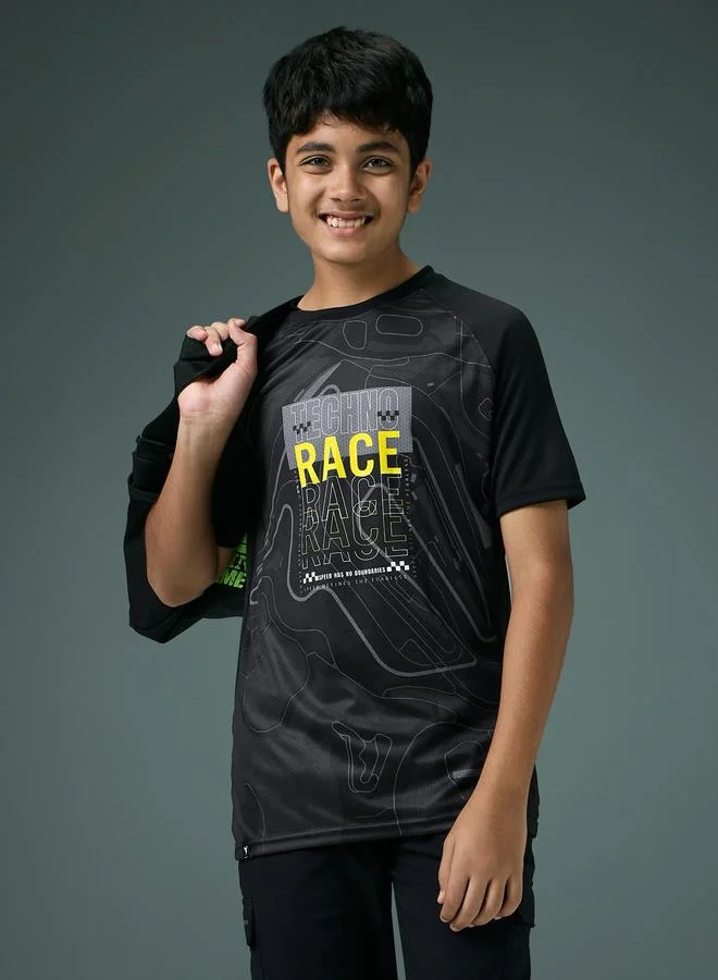 Technosport Boys Slim Fit Printed Sports T-Shirt