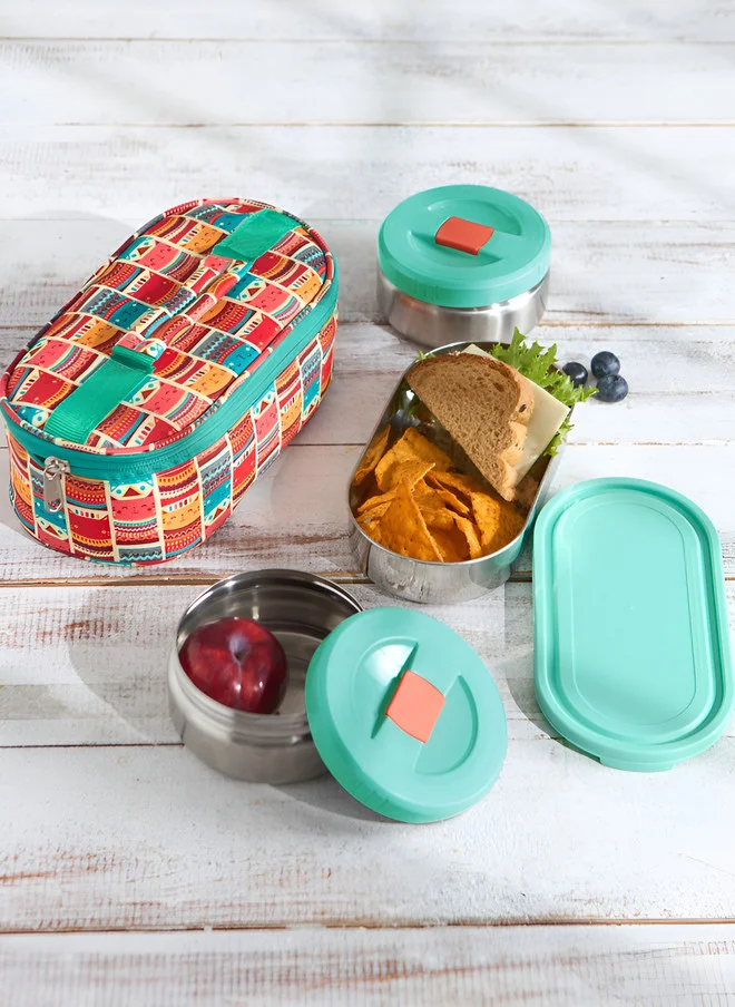 Chumbak Aztec Cats Lunch Box Set of 4