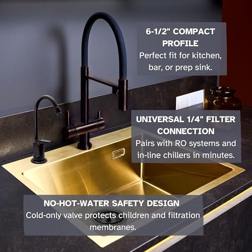 Westbrass D203-NL-12 6" Touch-Flo Style Pure Cold Water Dispenser Faucet, 1-Pack, Oil Rubbed Bronze - Image 3