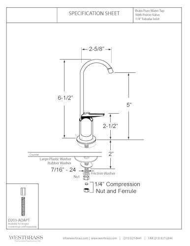 Westbrass D203-NL-12 6" Touch-Flo Style Pure Cold Water Dispenser Faucet, 1-Pack, Oil Rubbed Bronze - Image 2
