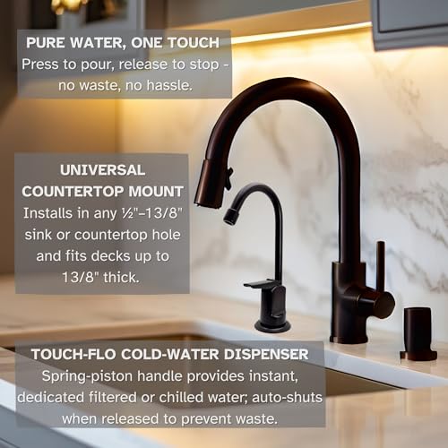 Westbrass D203-NL-12 6" Touch-Flo Style Pure Cold Water Dispenser Faucet, 1-Pack, Oil Rubbed Bronze - Image 4