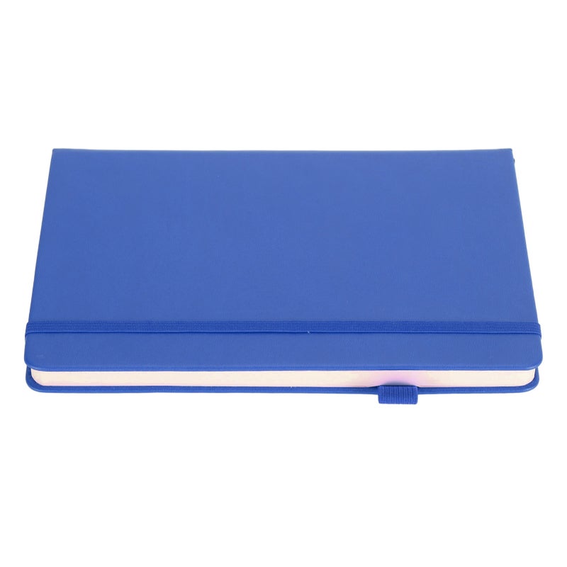 A5 Lined Notebook Portable PU Leather Hardcover Notebook with Elastic Strap for Business School Blue - Image 1