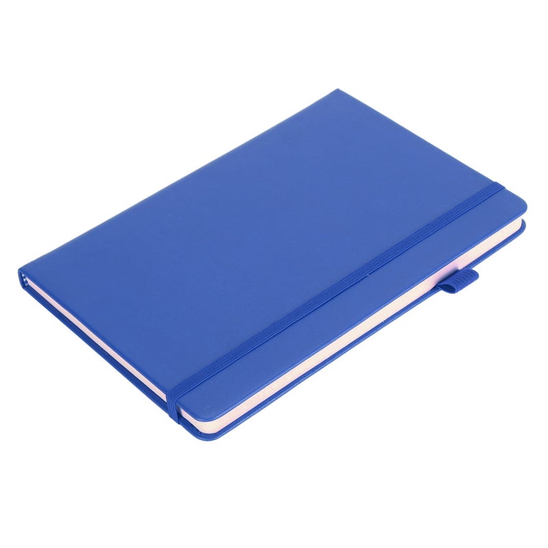 A5 Lined Notebook Portable PU Leather Hardcover Notebook with Elastic Strap for Business School Blue - Image 2