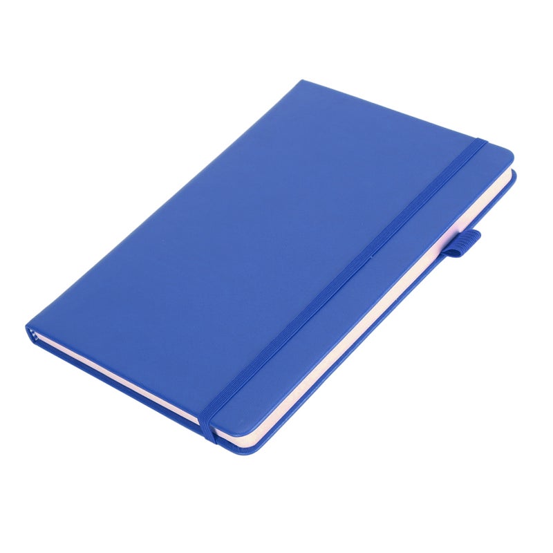 A5 Lined Notebook Portable PU Leather Hardcover Notebook with Elastic Strap for Business School Blue - Image 5