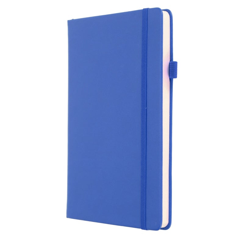A5 Lined Notebook Portable PU Leather Hardcover Notebook with Elastic Strap for Business School Blue - Image 3