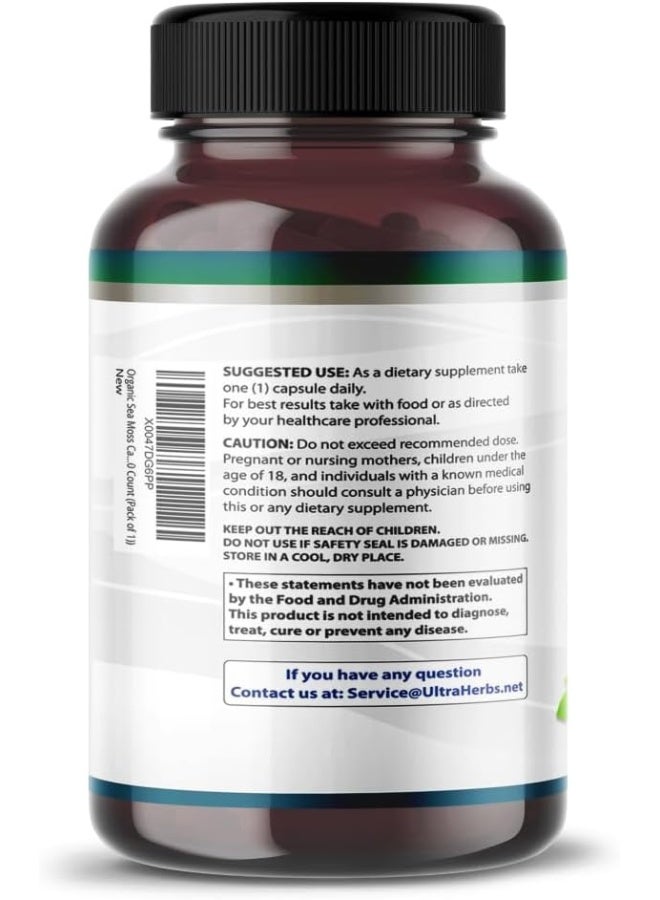 ULTRA HERBS كبسولات طحالب البحر العضوية مع زيت الحبة السوداء، أشواغاندا، جذر الأرقطيون، بلادر وراك لنظام المناعة، الأمعاء، البشرة والطاقة *صنع واختبار في الولايات المتحدة* - Image 3