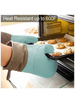 sokany 2 Pack Oven Mitts, Heat Resistant Silicone Oven Mittens, Baking Gloves with Soft Lining, Good Grip, Easy Clean, Oven Gloves for Cooking, Grill  - Image 5