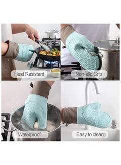 sokany 2 Pack Oven Mitts, Heat Resistant Silicone Oven Mittens, Baking Gloves with Soft Lining, Good Grip, Easy Clean, Oven Gloves for Cooking, Grill  - Image 4
