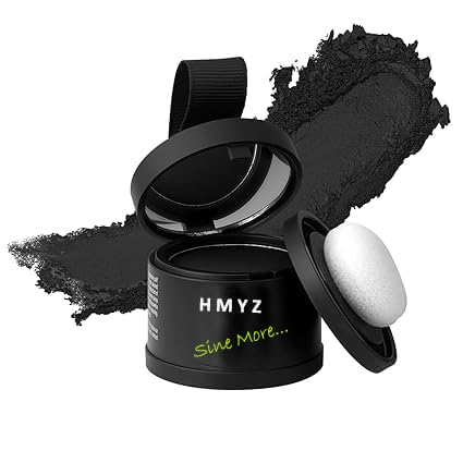 HMYZ HMYZ Sine More Hair Powder Black Helps Cover Grey Roots Bald Spots Instantly Highly Pigmented Fuller and Denser LongLasting Matte Finish SuperFine Powder for Flawless Application 4gm  - Image 1