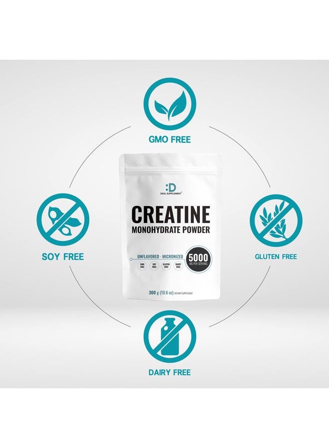 DEAL SUPPLEMENT مسحوق الكرياتين أحادي الهيدرات الفوري 60 حصة - 5000 ملغ (5 غ) لكل حصة | كرياتين ميكروني غير منكه | القوة والطاقة لتدريب MetCon و CrossFit عالي الكثافة | نباتي، كيتو | غير معدل وراثيًا - Image 3