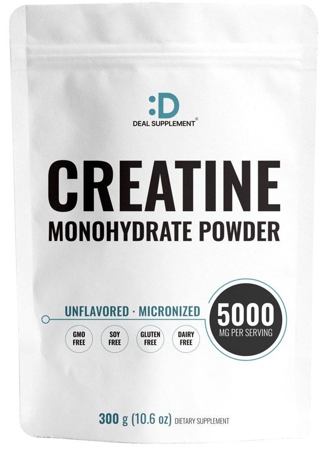 DEAL SUPPLEMENT مسحوق الكرياتين أحادي الهيدرات الفوري 60 حصة - 5000 ملغ (5 غ) لكل حصة | كرياتين ميكروني غير منكه | القوة والطاقة لتدريب MetCon و CrossFit عالي الكثافة | نباتي، كيتو | غير معدل وراثيًا - Image 1