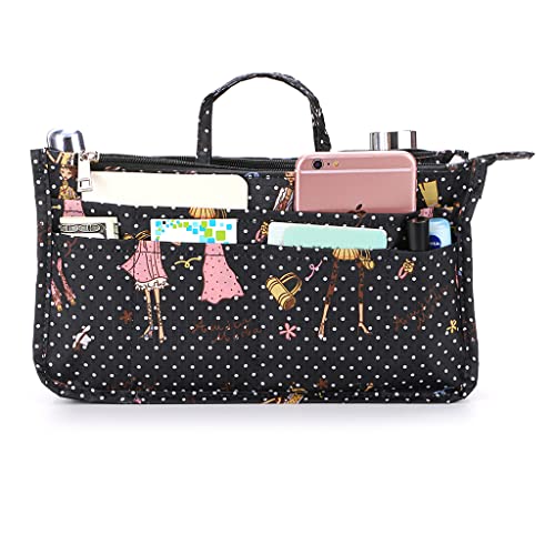 BTSKY Printing Handbag Organizers Inside Purse InsertHigh Capacity 13 Pockets Bag Tote Organizer with Handle Fashion Style - Image 1