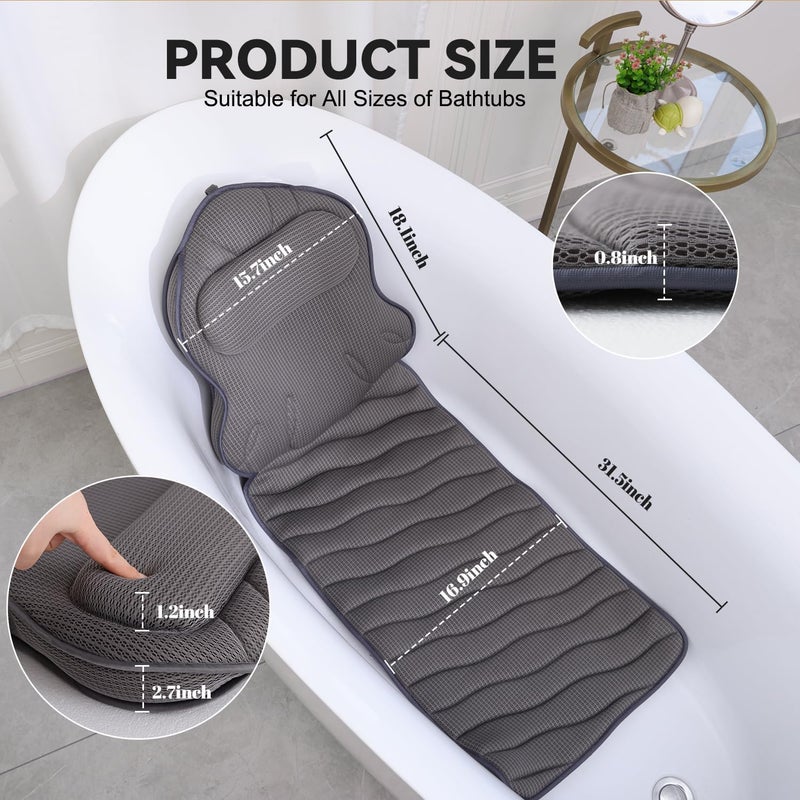 Idle Hippo Extra Thick Full Body Bath Pillows for Bathtub Luxury Bath Cushion for Head Neck and Back Support Soft Bath Pillow for Tub Comfort Relaxation Spa Gifts Bathtub Accessories for Women - Image 5