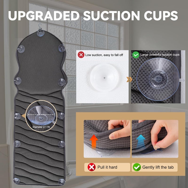 Idle Hippo Extra Thick Full Body Bath Pillows for Bathtub Luxury Bath Cushion for Head Neck and Back Support Soft Bath Pillow for Tub Comfort Relaxation Spa Gifts Bathtub Accessories for Women - Image 4